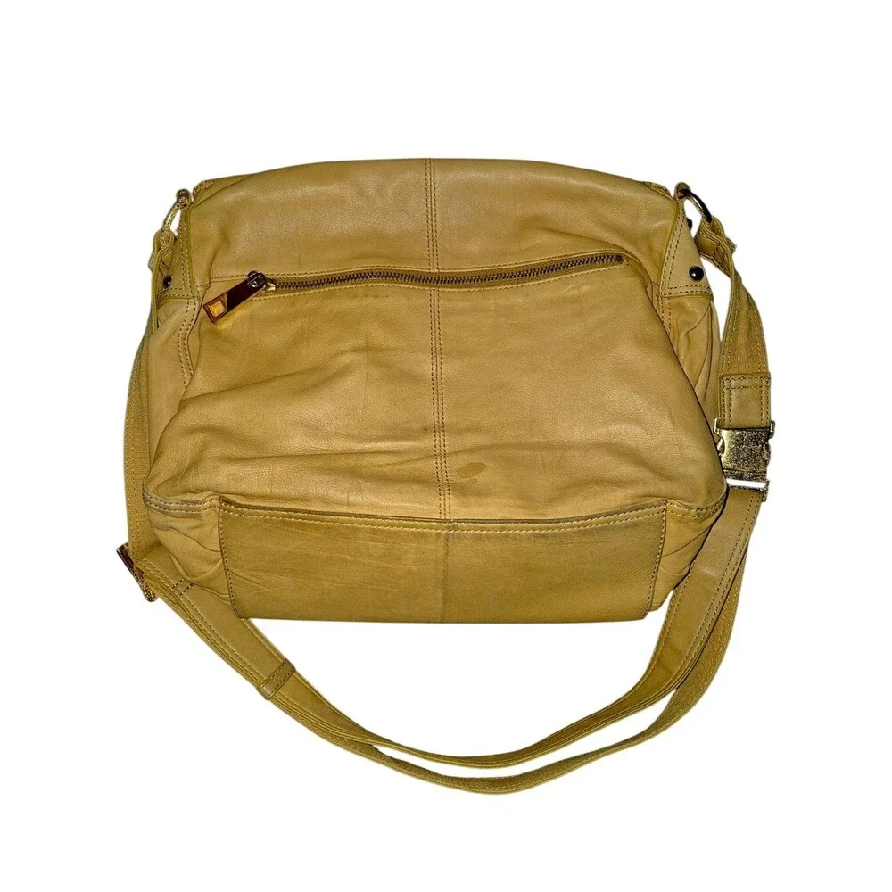 Vintage 100% Leather Steve Madden Mustard Yellow Large Purse In Great Condition